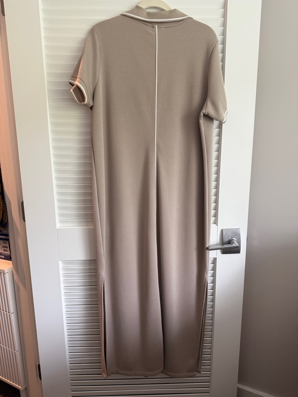 Spanx Taupe Polo-Style Maxi Dress with Contrast Trim - Picture 3 of 4